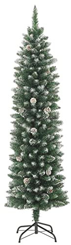 NAMUlA Schlanker Weihnachtsbaum, künstlicher traditioneller Weihnachtsbaum, schmaler Weihnachtsbaum mit Ständer, für drinnen und draußen, Weihnachtsdekoration, 150 cm, PVC Fashionable