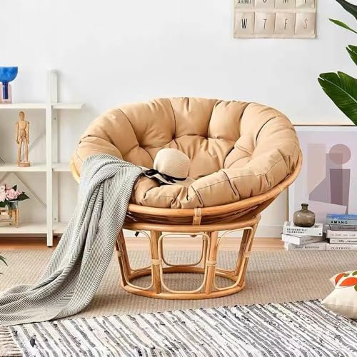 Papasansessel Kissen, Kissen für Hängesessel, wasserdichte Kissen Rund, Stuhlkissen Outdoor, Sitzkissen Gartenstuhl, Khaki, 50CM