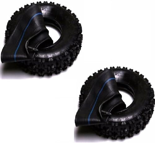 2er Set Reifen 4.10-6 – Stollenreifen inkl. Schlauch, Ersatzteil für Kinderquad, Bollerwagen und Rasentraktor, 6 Zoll, max. Belastung je Reifen 80 kg, Schwarz