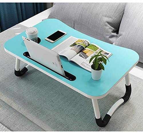Laptop-Betttisch, faltbar, Knietablett, Schreibtischständer für Bett, Notebook-Schreibtisch, tragbares Notebook-Betttablett mit Getränkehalter (Farbe: Blau)