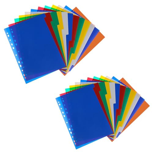 WWYSSZ 24-Teiliges Trennblätter für Ordner A4 Trennregister für Register Dividers for Lever Arch Files aus Buntem Stabilem PP, Trenn-Blätter für die Ordner-Organisation im Büro