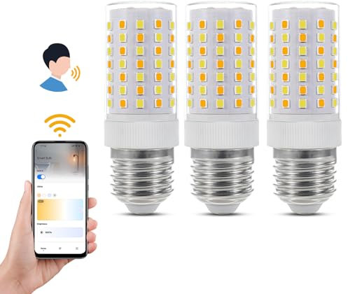 I-SHUNFA Wi-Fi Smart E27 LED Glühbirne,7W 800LM,AC 230V Stufenlos Dimmbar,Kaltweiß Warmweiß 2700K-6500K,Kompatibel mit Alexa Home,Kabellose und Sprachsteuerung (3er-Pack)