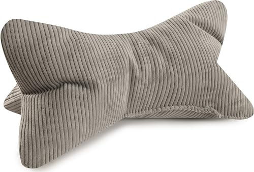 MAGMA Leseknochen INGA, Cord Look, Farbe grau, 42cm x 22cm, ergonomische Form für Nacken- oder Lendenstütze, Flexible Stütze für Bücher, E-Books oder Tablets