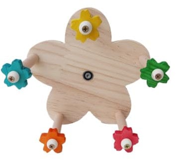 HiCOZZIE Vogelspielzeug, Rotierendes Sitzstangenspielzeug, Hölzernes Papageienradspielzeug mit Sitzstangen, Hängendes Vogelständer-Käfigteilezubehör