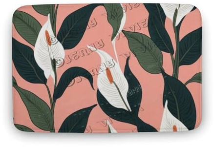 NANVIER Peace Lily Plant Bathroom Mat, Non-Slip Absorption Bath Carpet with Rubber Backing, Fit Under Bathroom Doormat Floor Rugs for Shower Bathtub Sink 15.7x23.6