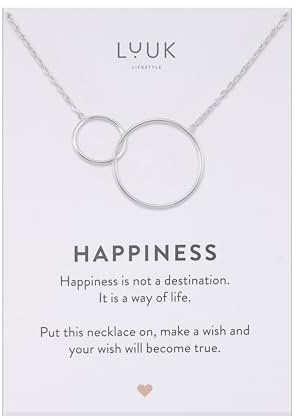 LUUK LIFESTYLE Elegante Damen Halskette mit verschlungenem Kreis I Ring Anhänger, dezenter Business Schmuck, für besondere Anlässe, Silber