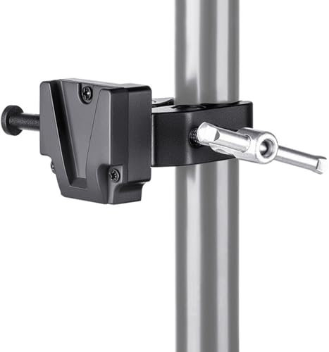 V Mount Battery Adapter with Clamp, V Mount Lock Battery Adapter with Clamp, Mini V Mount Battery Plate for Lamp Stand Tripod, Strong Grip, Portable Adjustable