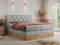 MKS MEBLE King Boxspringbett 180x200 mit Bettkasten Eiche, Polsterbett 180x200 mit Matratze H4, Bett 180x200 mit Kopfteil, Bett mit Holzrahmen in Wotan Eiche - Hellgrau Velvet - Veneto King