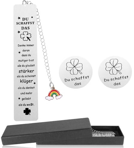 Lesezeichen Metall, Glücksbringer Lesezeichen mit zwei Klee-Glücksmünzen, Abschiedsgeschenk, Lesezeichen personalisiert,Ruhestand Geschenk,Geschenke für Lehrer,Studenten und Kollegen