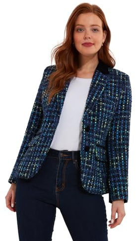 Joe Browns Textured Tweed Co-ord Jacket Veste, Bleu, 36 Femme
