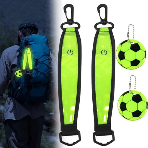 Blinklicht Schulranzen, 4 Stück Schulranzen Fussball, Schulranzen Licht Kinder, LED Blinklicht Reflektierende, Mit 3 Modi Fußball Reflektoren Kinder Reflektor Anhänger, für Rucksack, Wandern, Laufen