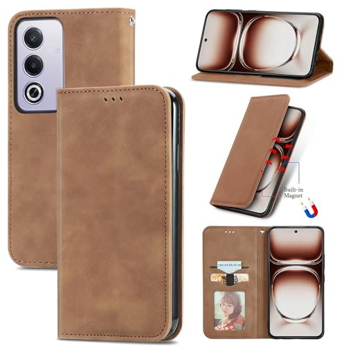 Cracedily Funda para OPPO A80 Case, Carcasa Protectora Antigolpes Case, Soporte Plegable, Ranura para Tarjeta, Cover Cuero PU Carcasa OPPO A80, Marrón