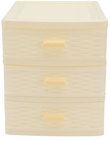 PRETYZOOM Multi-Layer Desktop Storage Box 3 Drawers Compact Jewelry Case for Lipstick Nail Polish Cosmetic Organiser 6.69X5.98X5.31 Inch Space-Saving Beauty Storage
