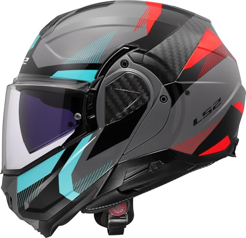 LS2 Advant II FF910. Motorcycle Helmet. Modular Flip Front. KPA + Carbon Components. Pinlock and Carry Backpack Included. TRIPLE Gloss Nardo Grey Blue Red. 3XL