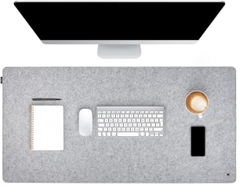 Tapis de Bureau en Feutre (100x50 cm - Gris Clair) - Support pour Ordinateur Portable, Sous-main de Bureau - Tapis de Souris, Sous-main pour Bureau, Tapis de Table