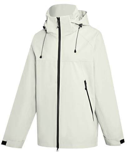 PONCEAU Damen Wasserdicht Regenjacke Leichte Wasserdicht Outdoorjacke Atmungsaktiv & Winddicht, Verstellbare Kapuze & Ärmelbündchen zum Wandern Reisen Treking Fahrrad