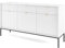 Easy4You Kommode N1 Weiss Matt 154x83x40 cm (B x H x T) mit 3 Schubladen und 3 Türen Sideboard Ideal für Wohnzimmer, Schlafzimmer Moderne Elegante Schubladenschrank mit Schwarzer Metallfuß