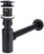 Peppermint Pop Up Basin Waste with Bathroom Sink Trap Set, G1 1/4 Slotted Click Clack Waste and Adjustable Bottle Trap Plumbing Drain Tube for Bathroom Basins, Vessel Sinks with Overflow Hole, Black
