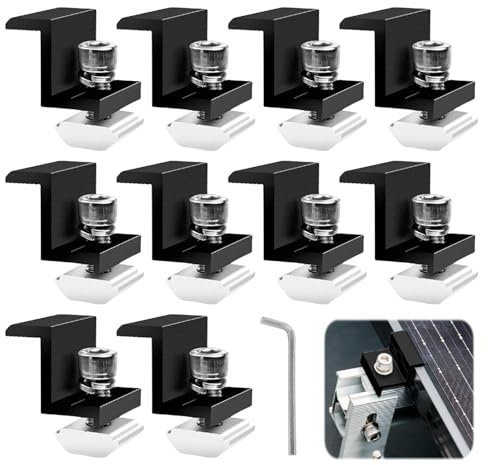 Solarmodul Halterung, Set 10 Stück Verstellbare PV Modul Halterung, 30mm Solarpanel Halterung mit Schrauben und Muttern Befestigung Solarmodul für Dach Wohnmobil Boot Wand Camping Montageschiene