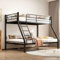 NomadNomics Etagenbett Metall 140x200 cm mit Ausziehbett, Schubladen & Treppe | Hochbett Stahl mit Sicherheitsgitter und Stauraum|Erwachsene und Jugendliche Loft Atockbett Bed (Etagenbett)