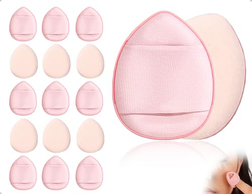AOYEGIC 15 Stück Finger Puderquaste,Gesicht Powder Puff,Mini Make Up Schwamm,Makeup Sponge,verwendet für Foundation Concealer Grundierung Nass und Trocken(Rosa)