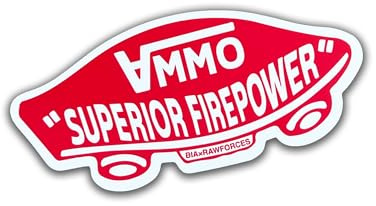 Brothers in Arms - Sticker „Ammo - Superior Firepower“ – Premium Vinyldruck – 10cm x 3,9cm – wasserfester Aufkleber für Trinkflaschen, Spinttüren etc. – Bundeswehr- & Militär Design