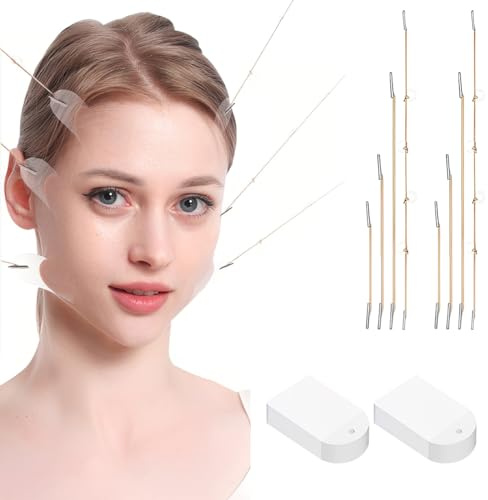 OIXYEY 42 Stück Face Lifting Tape Gesicht, Face Lift Tape Invisible + 8 Zugseile In 5 Größen Make-Up-Lifting-Tools Sofort Unsichtbar Geeignet Für Gesicht Hals Und Augen