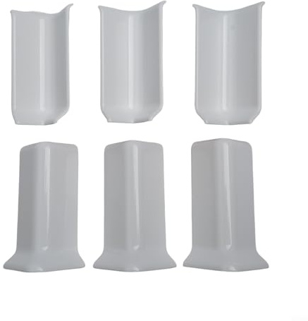 Lot de 6 blocs de jonction d'angle pour garniture de plinthe pour moulures murales de 8 cm offrant une transition fluide aux intersections murales pour un look moderne (M, blanc)