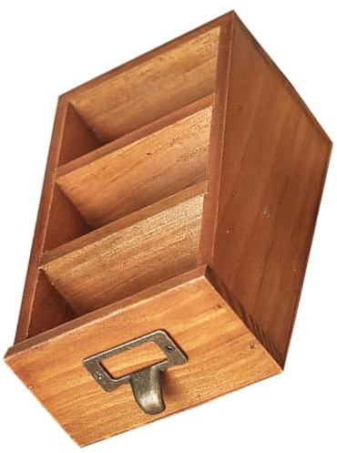NUOBESTY Holz aus Zinklegierung mit 3 Schubladen Aufbewahrungsbox Fernbedienungshalter und Organizer Stabiles Design für Stifte für Schreibtisch und Schlafzimmer