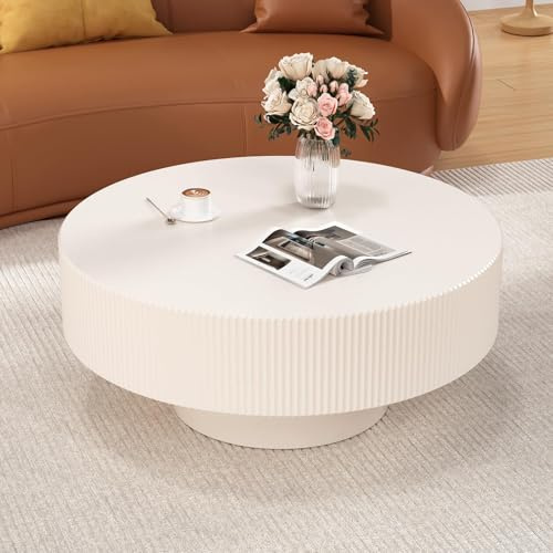 80Cm Trommel-Couchtisch, Moderner, Einzigartiger, 30.9 Round Off-White