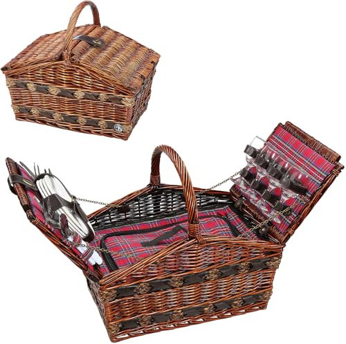 Cilio 0000155105 Picknick-Korb Como, Holz, braun, 36 x 42 x 47 cm