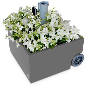 XXD Flowerpower bepflanzbarer Sonnenschirmständer Schirmständer mit Rollen (Grau)