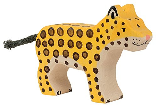 Leopard klein Safari Holzfigur Holzspielzeug von Holztiger mit Palandi® Sticker