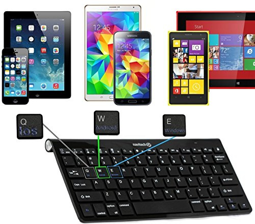 Navitech Black Wireless Bluetooth Multi OS Keyboard Compatible With All Android/Windows & IOS Tablets Including The Alba 8 Inch 16GB Tablet