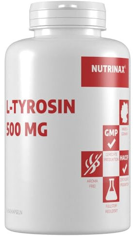 NUTRINAX | L-Tyrosin 500mg | 240 Kapseln für 8 Monate | gluten- & laktosefrei | deutsche Herstellung | maximale Natürlichkeit und Verträglichkeit