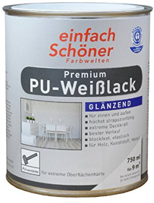 einfach Schöner 750 ml Premium PU Weißlack, Weiß Glänzend wasserverdünnbar