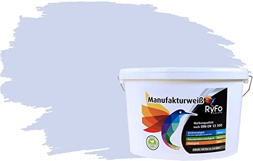 RyFo Colors Bunte Wandfarbe Manufakturweiß Lavendel 10l - weitere Violett Farbtöne und Größen erhältlich, Deckkraft Klasse 1, Nassabrieb Klasse 1