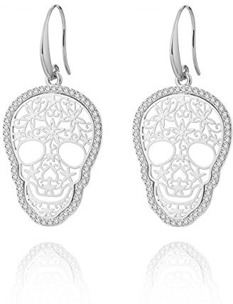 Boucles d'oreilles à pendentif tête de mort pour femmes, mode, plaqué or sûr et écologique, sans plomb et sans nickel, anniversaire de fille, Noël, cadeaux de la Saint-Valentin