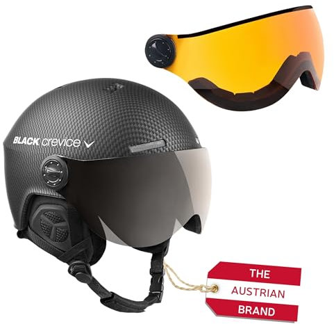 Black Crevice Skihelm Arlberg mit 2 Visier, schwarz Carbon, S (51-53)