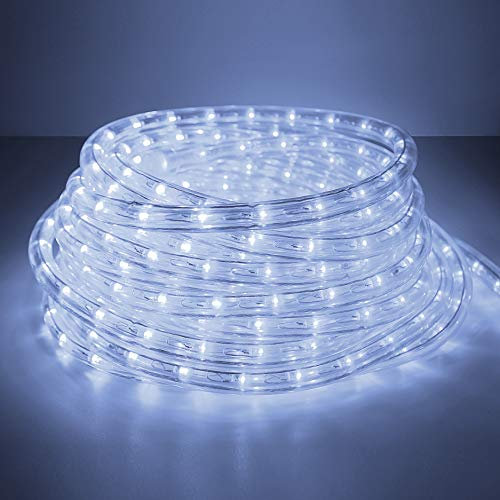 Forever Speed 6 Meter LED Lichterschlauch Außen - 216 LEDs Wasserfest für Halloween, Garten, Weihnachten, Hochzeit, Party - Kaltweiß