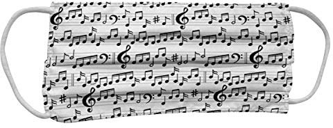 ABAKUHAUS Musik Wiederverwendbare Staubmaske, Zusammenfassung Clef Blatt, Mund 10er Set aus Stoff, Schwarz-Weiss