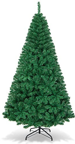 GIANTEX Sapin de Noël Artificiel 210 cm, Arbre de Noël Décoration Intérieur en PVC avec 950 Branches, Support en Métal, Arbre Décoratif pour Maison, Bureau, Apparence Réaliste