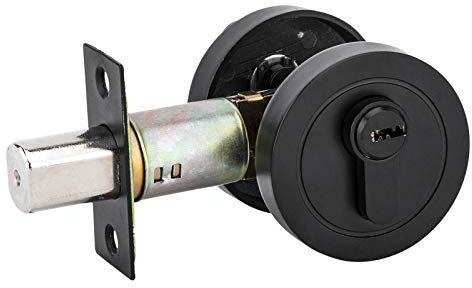 LESOLEIL Cerradura de puerta con llaves, cerradura de seguridad de un solo cilindro, acero inoxidable, para puertas interiores, color negro