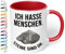True Statements Ich hasse Menschen Steine sind ok - Kaffeetasse mit lustigem Spruch - beidseitig bedruckt - spülmaschinenfest Innen Rot