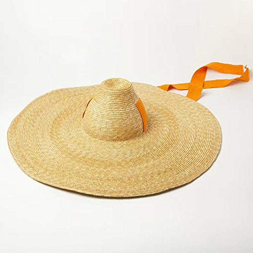 Sombreros De Paja Gorra De Mujer Sombrero De Paja Tejido para Mujer Sombrero De Sol Flexible con Cinta Sombrero Sombrero Sombrero De Playa-with_Orange_Ribbon