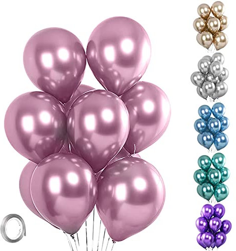 Unisun Luftballons Metallic, 20 Stück 12 Zoll Dick Chrom Metallic Rosa Ballons Helium Glänzender Ballon für Geburtstag Baby Shower Hochzeitstag Festival Karneval Partydekorationen (Rosa)
