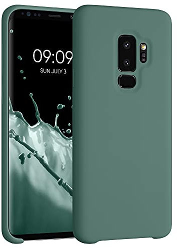 kwmobile Hülle kompatibel mit Samsung Galaxy S9 Plus Hülle - Silikon Handy Case - Handyhülle weiche Oberfläche - kabelloses Laden - Tannengrün