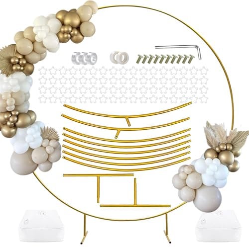 CZCPARY Reusable Round Balloon Arch Kit,Gold Balloon Arch Stand Set with Water Fillable Base For Wedding Graduation and Birthday DIY Party Supplies Christmas Decorations(1.5M)