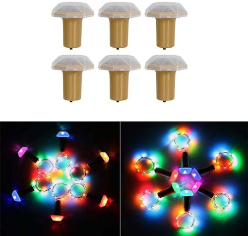 SANON Paquete de 6 Luces Solares de Corcho Para Botella de Color, Luces Para Botellas de Cristal, Luces Decorativas, Solar Lights, Con Luces Solares Que Cambian de Color, Impermeables Para Bodas, Bar