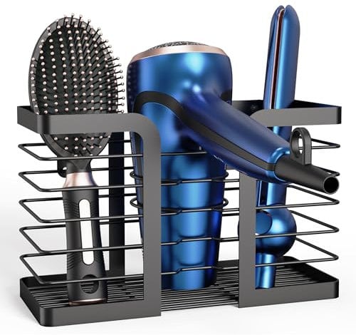 KEGII Hair Dryer Holder Station/Wall Mounted, Stainless Steel Tools Organiser, Accessories Storage for Brushes, Straightener, Flat Iron, Curling Wand